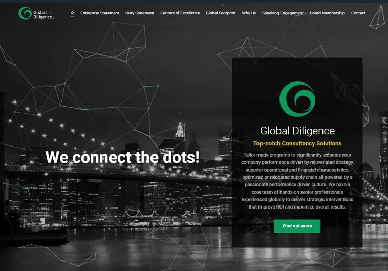 Website work for Global Diligence
