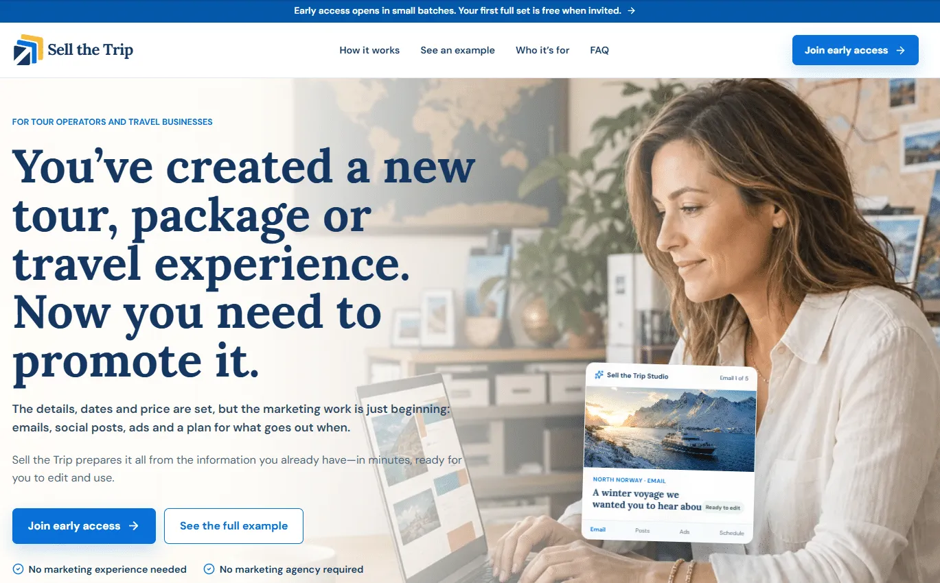 Website work for Sell the Trip