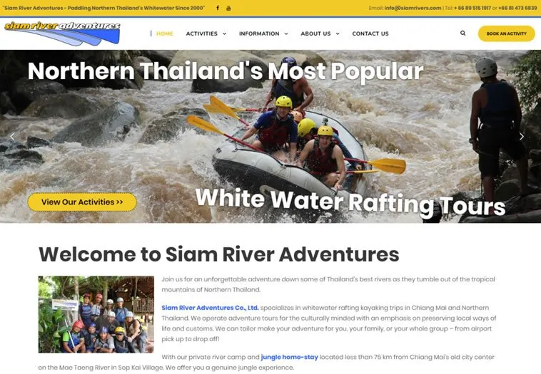 Website work for Siam River Adventures